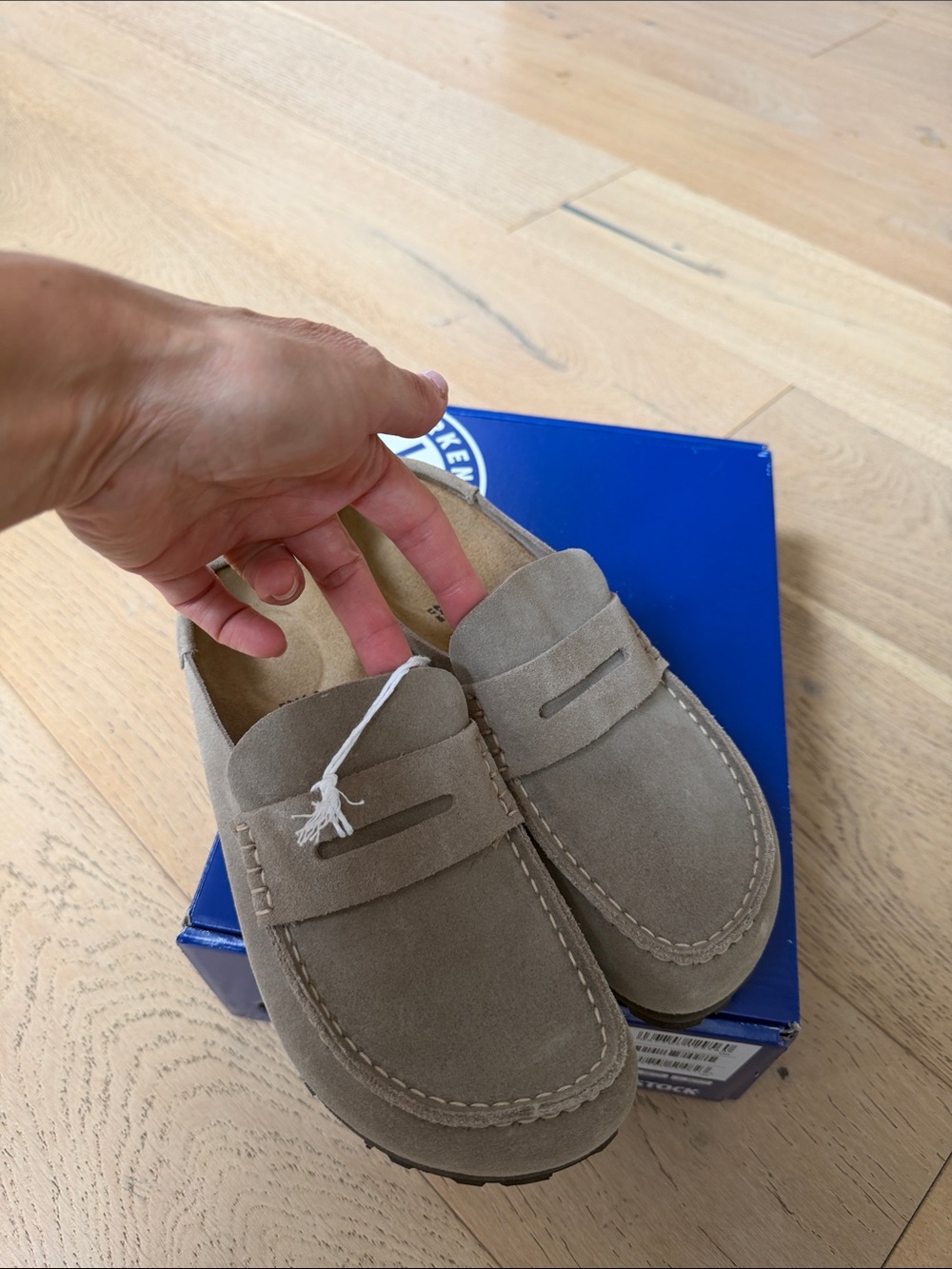 Birkenstock Women’s Taupe Suede Moccasin Loafers - Picture 6 of 6